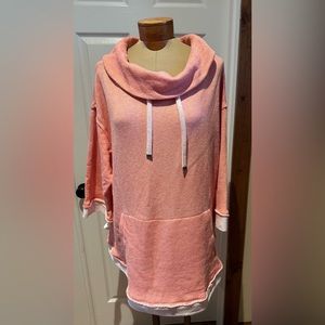 Soft Surrondings Hugs Coral White Cozy Cowel Neck Shirt Sz 1x